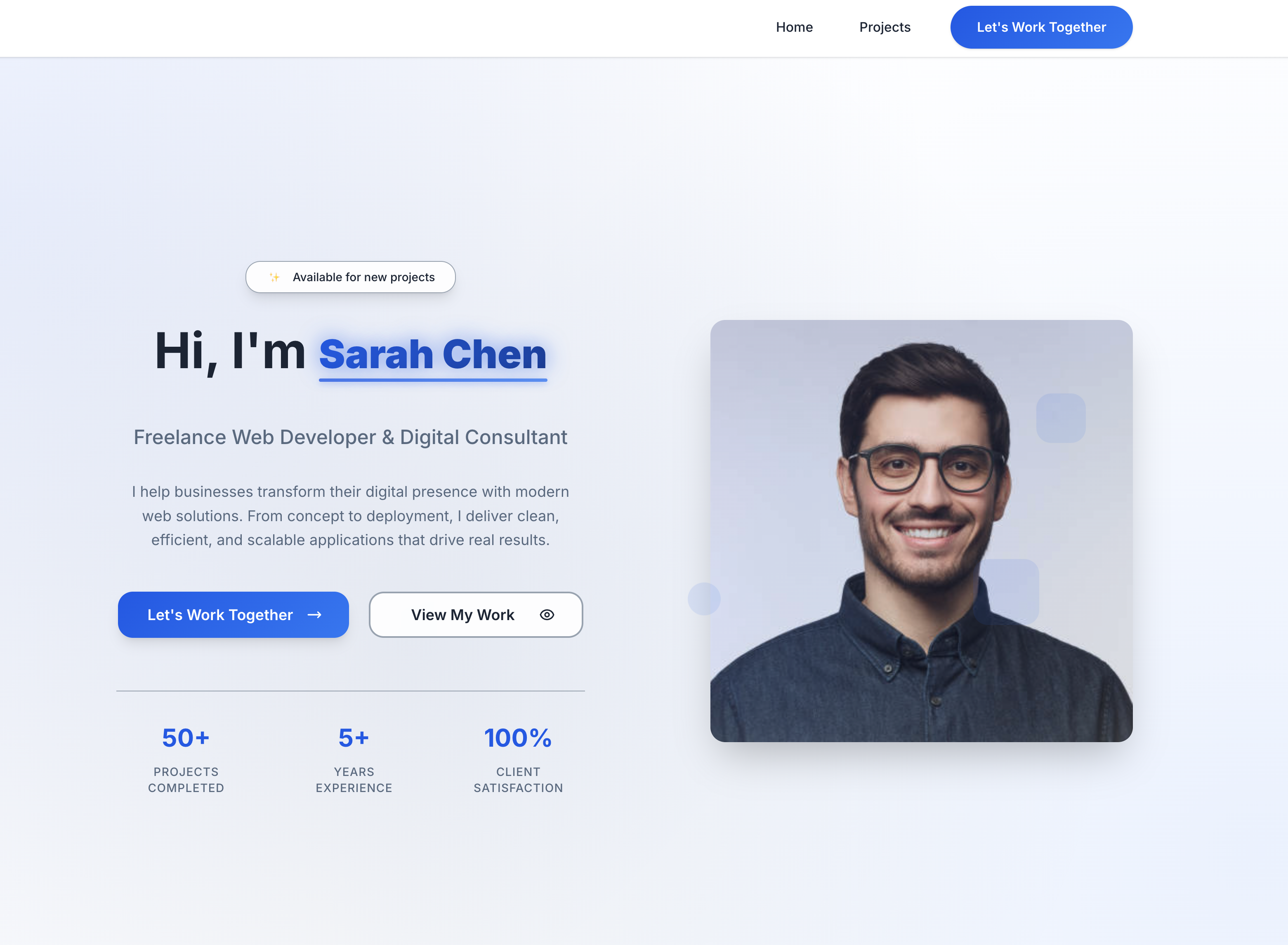 Sarah Chen - Freelancer template preview